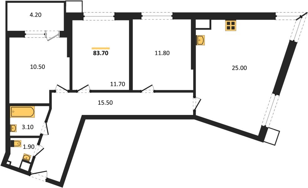 Фото №1: 3-комнатная квартира 83&nbsp;м², 7/18&nbsp;эт. - Краснодар, Прикубанский внутригородской округ, мкр. Парк Победы