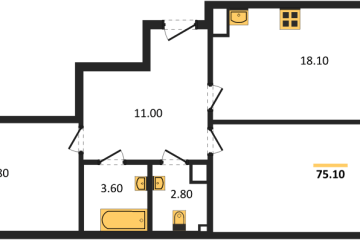 Фото №1: 2-комнатная квартира 75 м², 6/18 эт. - Краснодар, мкр. Парк Победы,