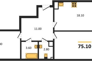 Фото №1: 2-комнатная квартира 75 м², 7/18 эт. - Краснодар, мкр. Парк Победы,