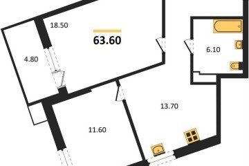 Фото №1: 2-комнатная квартира 63 м², 2/18 эт. - Краснодар, мкр. Парк Победы,