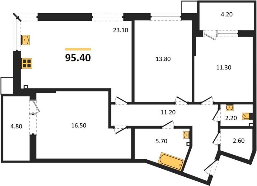 Фото №1: 3-комнатная квартира 95&nbsp;м², 2/18&nbsp;эт. - Краснодар, Прикубанский внутригородской округ, мкр. Парк Победы