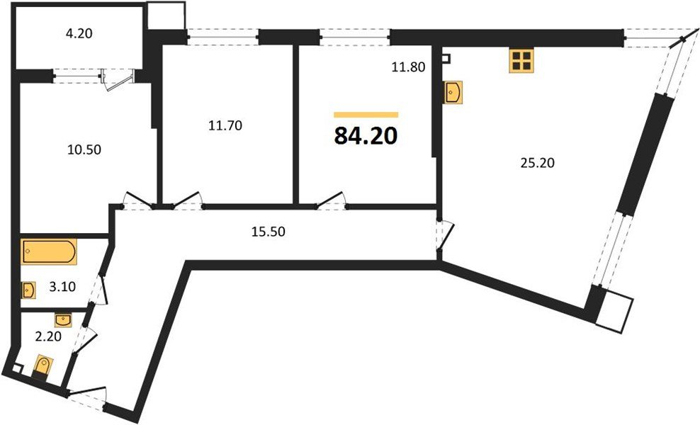 Фото №1: 3-комнатная квартира 84&nbsp;м², 2/18&nbsp;эт. - Краснодар, Прикубанский внутригородской округ, мкр. Парк Победы