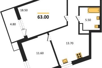 Фото №1: 2-комнатная квартира 63 м², 10/18 эт. - Краснодар, мкр. Парк Победы,
