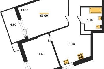 Фото №1: 2-комнатная квартира 63 м², 15/18 эт. - Краснодар, мкр. Парк Победы,