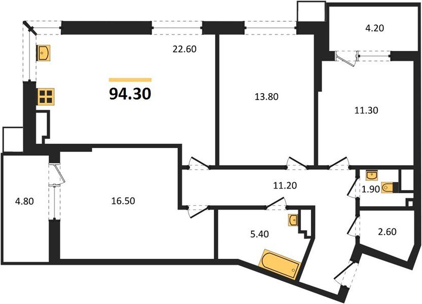 Фото №1: 3-комнатная квартира 94&nbsp;м², 10/18&nbsp;эт. - Краснодар, Прикубанский внутригородской округ, мкр. Парк Победы