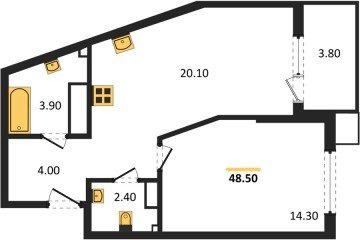 Фото №1: 1-комнатная квартира 48 м², 13/18 эт. - Краснодар, мкр. Парк Победы,