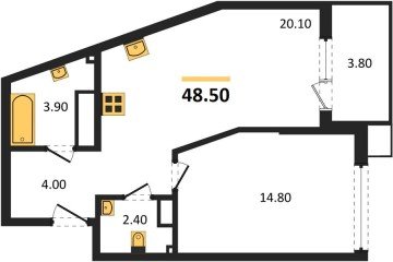 Фото №1: 1-комнатная квартира 48 м², 18/18 эт. - Краснодар, мкр. Парк Победы,