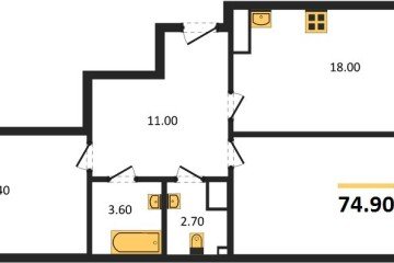Фото №1: 2-комнатная квартира 74 м², 18/18 эт. - Краснодар, мкр. Парк Победы,