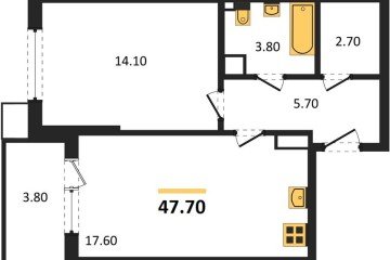 Фото №1: 1-комнатная квартира 47 м², 6/18 эт. - Краснодар, мкр. Парк Победы,