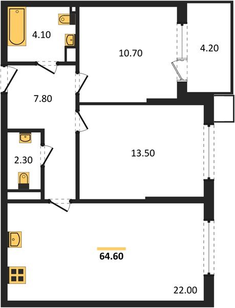 Фото №1: 2-комнатная квартира 64&nbsp;м², 9/18&nbsp;эт. - Краснодар, Прикубанский внутригородской округ, мкр. Парк Победы