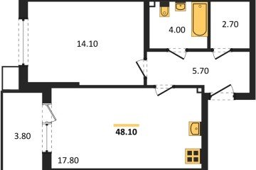 Фото №1: 1-комнатная квартира 48 м², 2/18 эт. - Краснодар, мкр. Парк Победы,