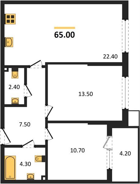 Фото №1: 2-комнатная квартира 65&nbsp;м², 2/18&nbsp;эт. - Краснодар, Прикубанский внутригородской округ, мкр. Парк Победы