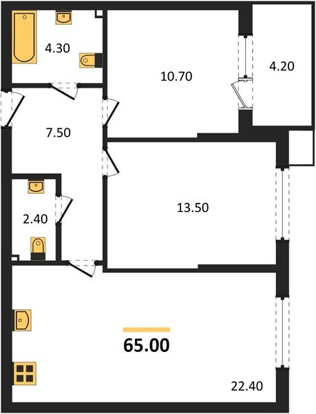 Фото №1: 2-комнатная квартира 65&nbsp;м², 2/18&nbsp;эт. - Краснодар, Прикубанский внутригородской округ, мкр. Парк Победы
