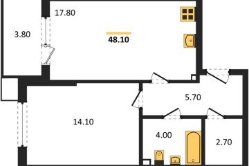 Фото №1: 1-комнатная квартира 48 м², 2/18 эт. - Краснодар, мкр. Парк Победы,