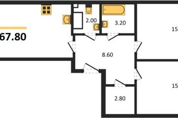 Фото №1: 2-комнатная квартира 67 м², 6/18 эт. - Краснодар, мкр. Парк Победы,