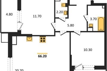 Фото №1: 2-комнатная квартира 66 м², 3/18 эт. - Краснодар, мкр. Парк Победы,