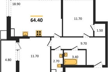 Фото №1: 2-комнатная квартира 64 м², 4/18 эт. - Краснодар, мкр. Парк Победы,