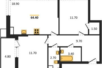 Фото №1: 2-комнатная квартира 64 м², 8/18 эт. - Краснодар, мкр. Парк Победы,