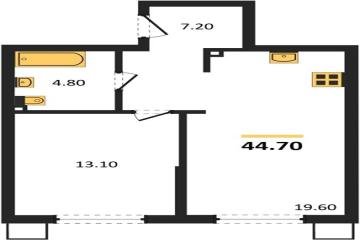Фото №1: 1-комнатная квартира 44 м², 2/18 эт. - Краснодар, мкр. Парк Победы,