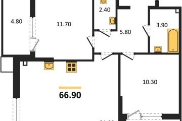 Фото №1: 2-комнатная квартира 66 м², 2/18 эт. - Краснодар, мкр. Парк Победы,