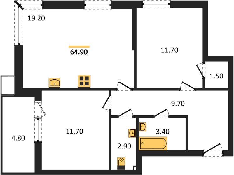 Фото №1: 2-комнатная квартира 64&nbsp;м², 2/18&nbsp;эт. - Краснодар, Прикубанский внутригородской округ, мкр. Парк Победы