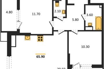 Фото №1: 2-комнатная квартира 65 м², 10/18 эт. - Краснодар, мкр. Парк Победы,