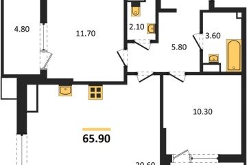 Фото №1: 2-комнатная квартира 65 м², 12/18 эт. - Краснодар, мкр. Парк Победы,