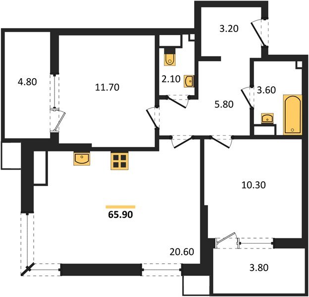 Фото №1: 2-комнатная квартира 65&nbsp;м², 14/18&nbsp;эт. - Краснодар, Прикубанский внутригородской округ, мкр. Парк Победы