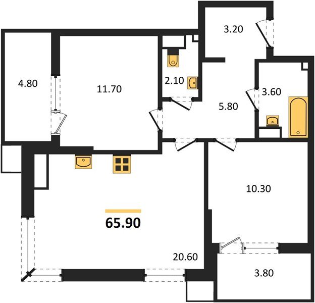 Фото №1: 2-комнатная квартира 65&nbsp;м², 16/18&nbsp;эт. - Краснодар, Прикубанский внутригородской округ, мкр. Парк Победы