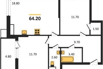 Фото №1: 2-комнатная квартира 64 м², 10/18 эт. - Краснодар, мкр. Парк Победы,