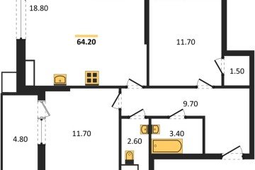 Фото №1: 2-комнатная квартира 64 м², 13/18 эт. - Краснодар, мкр. Парк Победы,