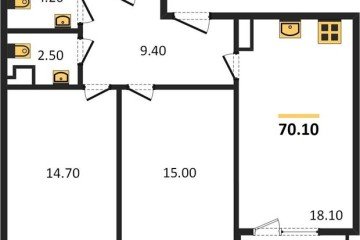 Фото №1: 2-комнатная квартира 70 м², 9/9 эт. - Краснодар, мкр. Парк Победы,