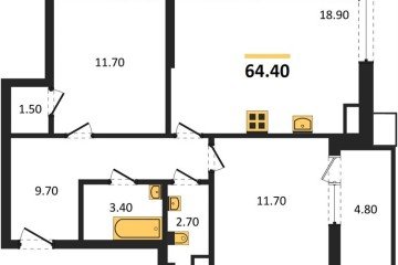 Фото №1: 2-комнатная квартира 64 м², 4/18 эт. - Краснодар, мкр. Парк Победы,