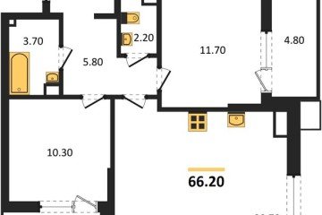 Фото №1: 2-комнатная квартира 66 м², 5/18 эт. - Краснодар, мкр. Парк Победы,