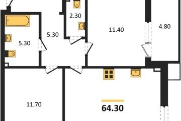 Фото №1: 2-комнатная квартира 64 м², 2/18 эт. - Краснодар, мкр. Парк Победы,