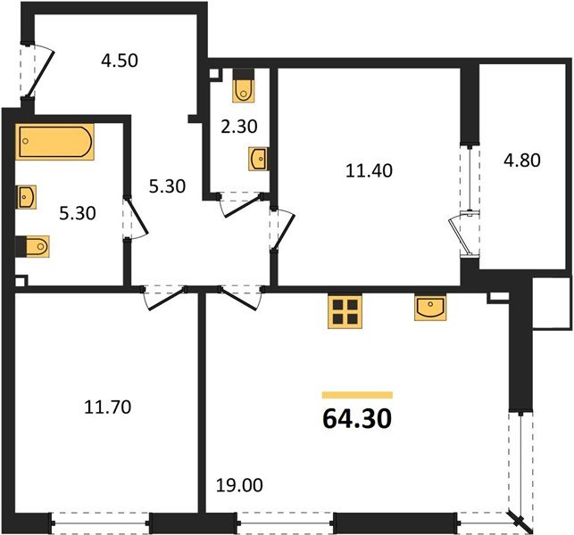 Фото №1: 2-комнатная квартира 64&nbsp;м², 2/18&nbsp;эт. - Краснодар, Прикубанский внутригородской округ, мкр. Парк Победы