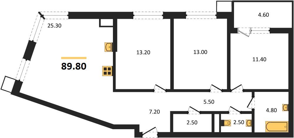 Фото №1: 3-комнатная квартира 89&nbsp;м², 3/18&nbsp;эт. - Краснодар, Прикубанский внутригородской округ, мкр. Парк Победы