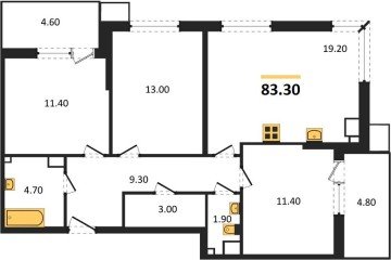 Фото №1: 3-комнатная квартира 83 м², 3/18 эт. - Краснодар, мкр. Парк Победы,