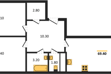 Фото №1: 2-комнатная квартира 69 м², 12/18 эт. - Краснодар, мкр. Парк Победы,