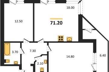 Фото №1: 2-комнатная квартира 71 м², 2/24 эт. - Краснодар, мкр. ЖК Рекорд, ул. Новороссийская, 102/8к5
