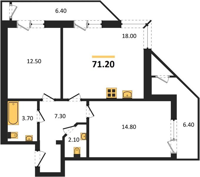 Фото №1: 2-комнатная квартира 71&nbsp;м², 2/24&nbsp;эт. - Краснодар, Карасунский внутригородской округ, Черёмушки, мкр. ЖК Рекорд, ул. Новороссийская, 102/8к5