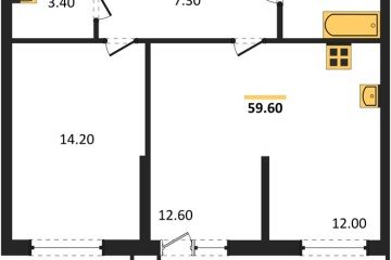 Фото №1: 2-комнатная квартира 59 м², 2/24 эт. - Краснодар, мкр. ЖК Рекорд, ул. Новороссийская, 102/8к5