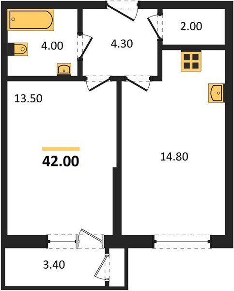 Фото №1: 1-комнатная квартира 42&nbsp;м², 2/24&nbsp;эт. - Краснодар, Карасунский внутригородской округ, Черёмушки, мкр. ЖК Рекорд, ул. Новороссийская, 102/8к5