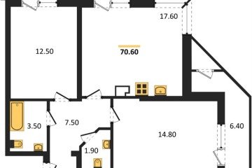 Фото №1: 2-комнатная квартира 70 м², 6/24 эт. - Краснодар, мкр. ЖК Рекорд, ул. Новороссийская, 102/8к5