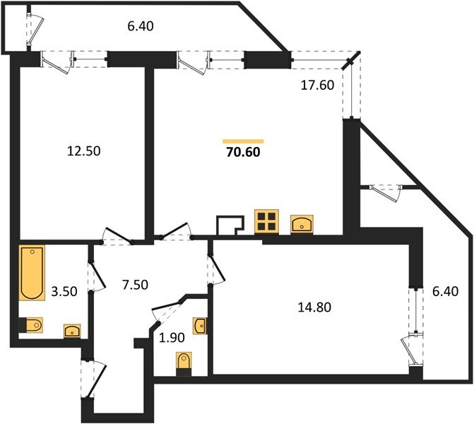 Фото №1: 2-комнатная квартира 70&nbsp;м², 6/24&nbsp;эт. - Краснодар, Карасунский внутригородской округ, Черёмушки, мкр. ЖК Рекорд, ул. Новороссийская, 102/8к5