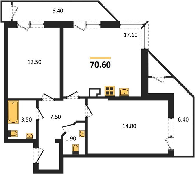 Фото №1: 2-комнатная квартира 70&nbsp;м², 10/24&nbsp;эт. - Краснодар, Карасунский внутригородской округ, Черёмушки, мкр. ЖК Рекорд, ул. Новороссийская, 102/8к5