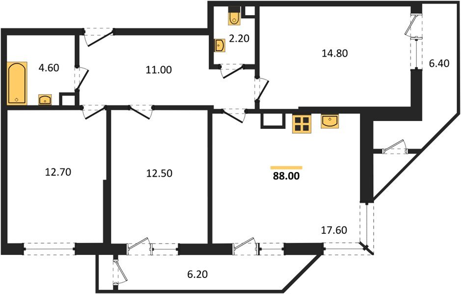 Фото №1: 3-комнатная квартира 88&nbsp;м², 6/24&nbsp;эт. - Краснодар, Карасунский внутригородской округ, Черёмушки, мкр. ЖК Рекорд, ул. Новороссийская, 102/8к5
