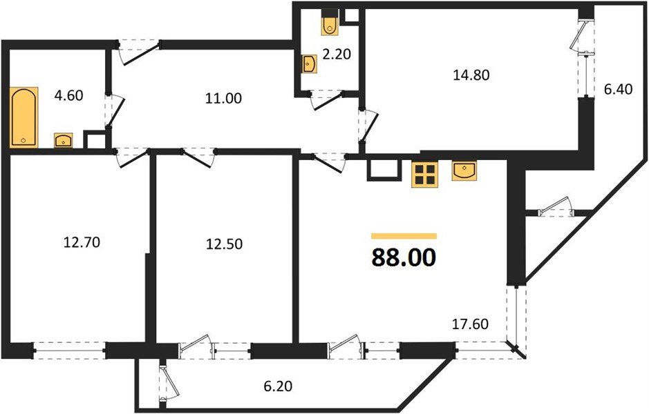 Фото №1: 3-комнатная квартира 88&nbsp;м², 10/24&nbsp;эт. - Краснодар, Карасунский внутригородской округ, Черёмушки, мкр. ЖК Рекорд, ул. Новороссийская, 102/8к5
