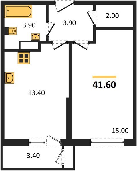 Фото №1: 1-комнатная квартира 41&nbsp;м², 7/24&nbsp;эт. - Краснодар, Карасунский внутригородской округ, Черёмушки, мкр. ЖК Рекорд, ул. Новороссийская, 102/8к5