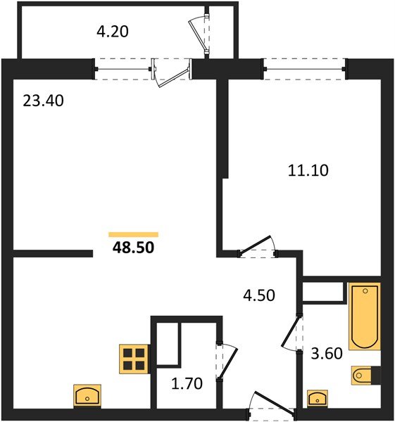 Фото №1: 1-комнатная квартира 48&nbsp;м², 14/24&nbsp;эт. - Краснодар, Карасунский внутригородской округ, Черёмушки, мкр. ЖК Рекорд, ул. Новороссийская, 102/8к5